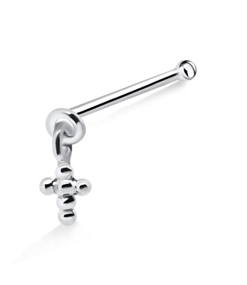 Ball Cross Shaped Silver Bone Nose Stud NSKD-550